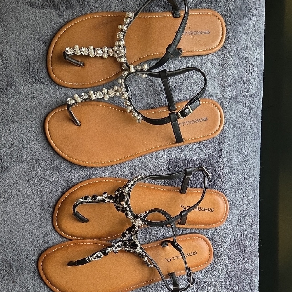 Black and Tan Studded Sandals with Minimalist Design